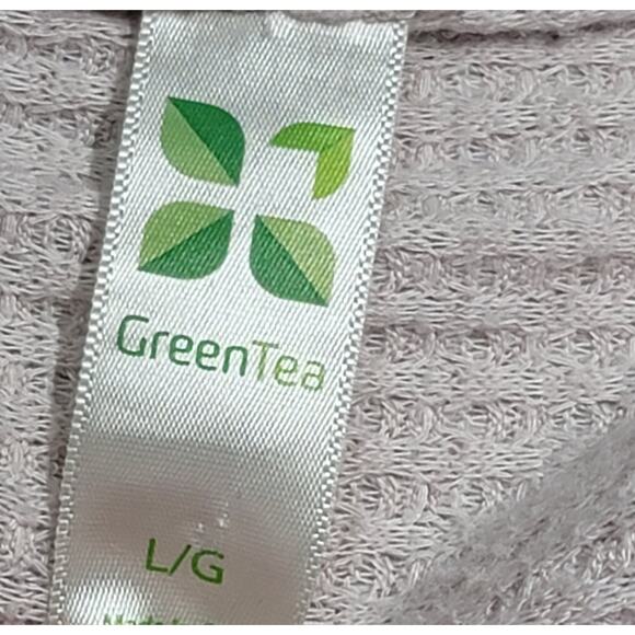 Green Tea Light Pink Waffle Knit Top Large Lightweight Soft Cozy Long Sleeves - Picture 3 of 7